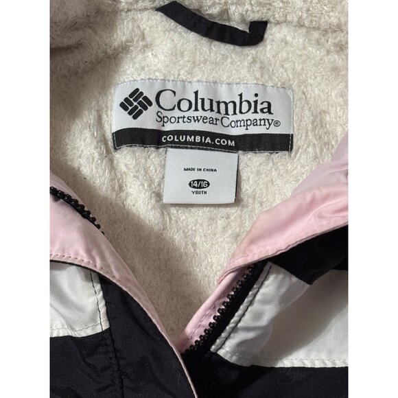 Columbia Youth Girls Insulated Winter Jacket Black Pink White Size 14/16 - Picture 6 of 15